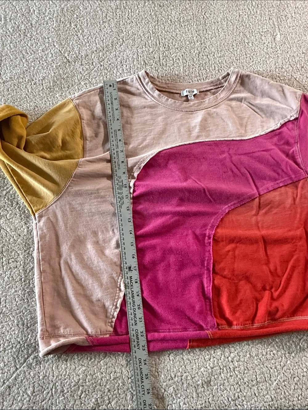 Fate Colorblock Scoop Neck Sweater in Pink, Orange, Yellow and Cream 100% Cotton